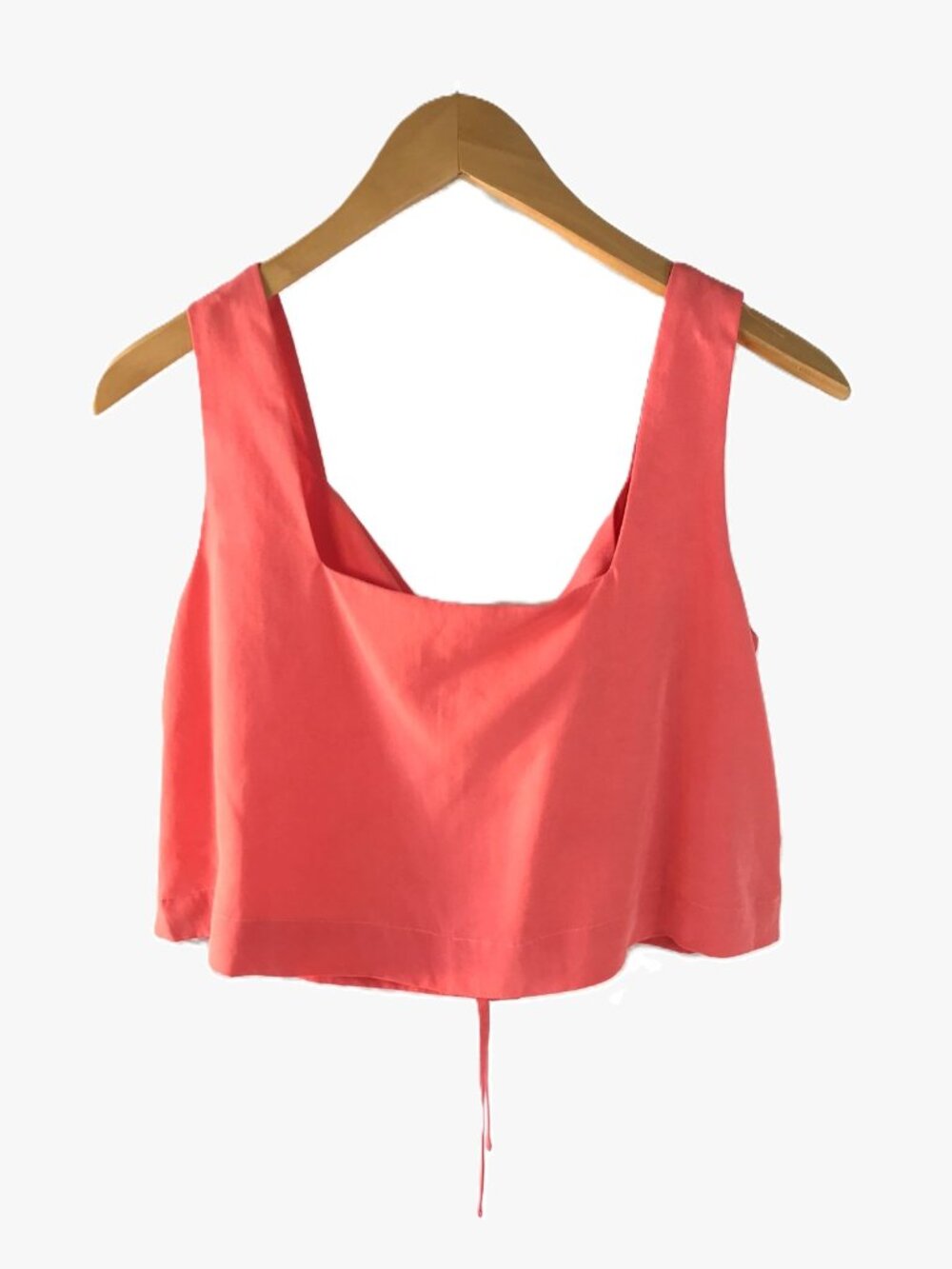 Grace & Mila Coral Crop Top S Lyocell Linen Back Keyhole Tie NWT